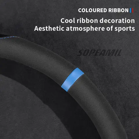 Car Suede Carbon Fiber Steering Wheel Cover Ford ST Mondeo Fiesta Focus Fusion Kuga Explorer Mustang F150 Edge Range Puma C-MAX