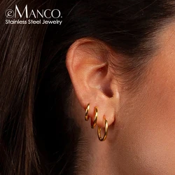 EManco-pendientes redondos minimalistas de acero inoxidable para mujer, aretes de gota geométricos, joyería de moda para fiesta, regalo