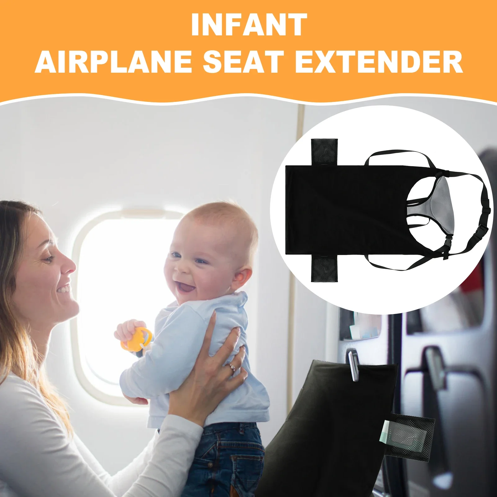 1/2Pcs Kids Airplane Seat Extender Polyester Toddler Airplane Bed with Side Pocket Comfort Breathable Travel Foot Rest Hammock