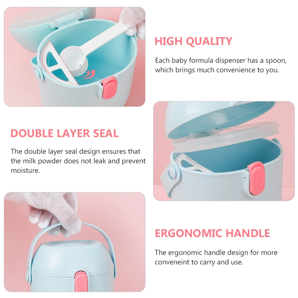 

2 Sets Baby Formula Dispenser Powder Case With Spoon Sealed Milk Container Portable Baby Supplies Tpe Pp Material Leakproof
