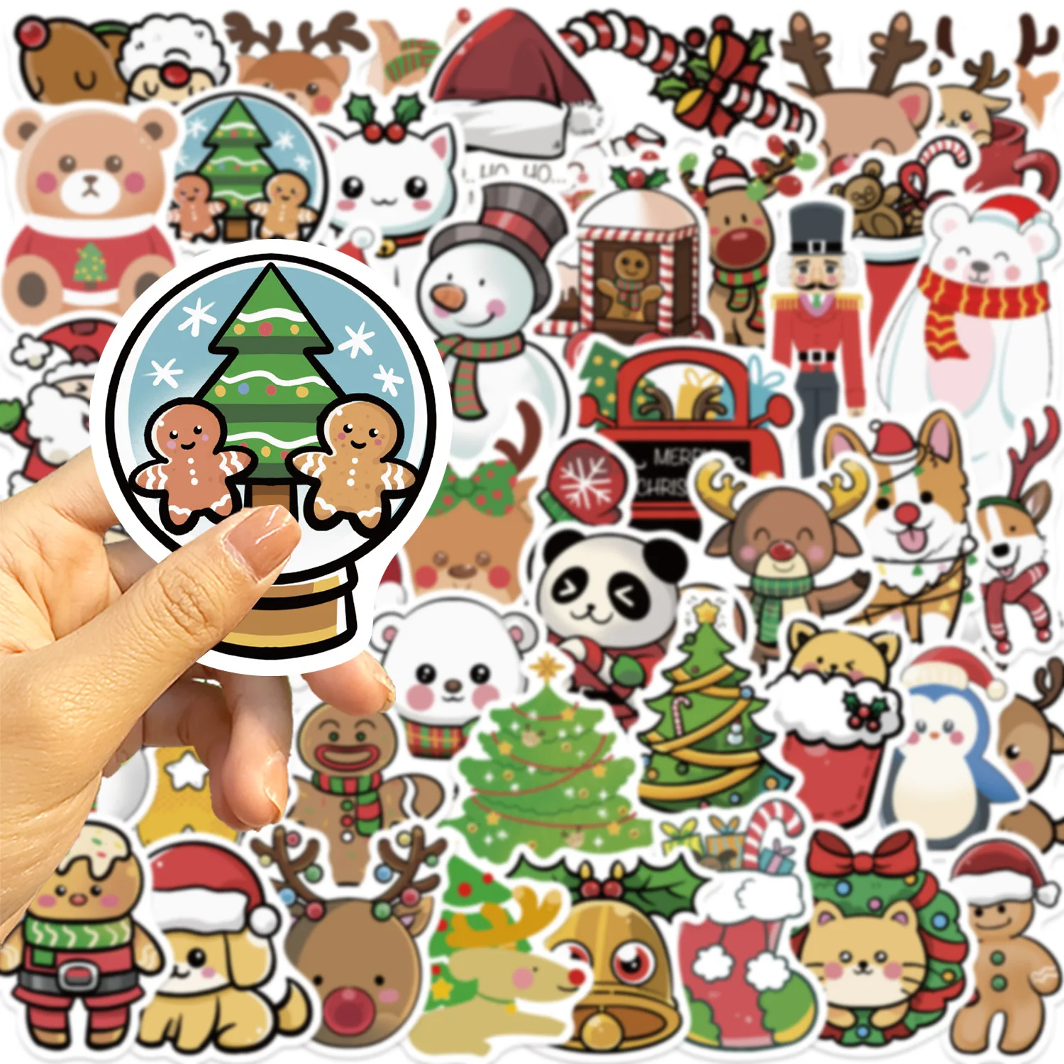 50 قطعة ملصقات كرتونية جديدة لعيد الميلاد لتزيين حفلات العطلات على الجدران ألعاب ذاتية الصنع ثلاجة كمبيوتر محمول جيتار سيارة دراجة سكيت شارات