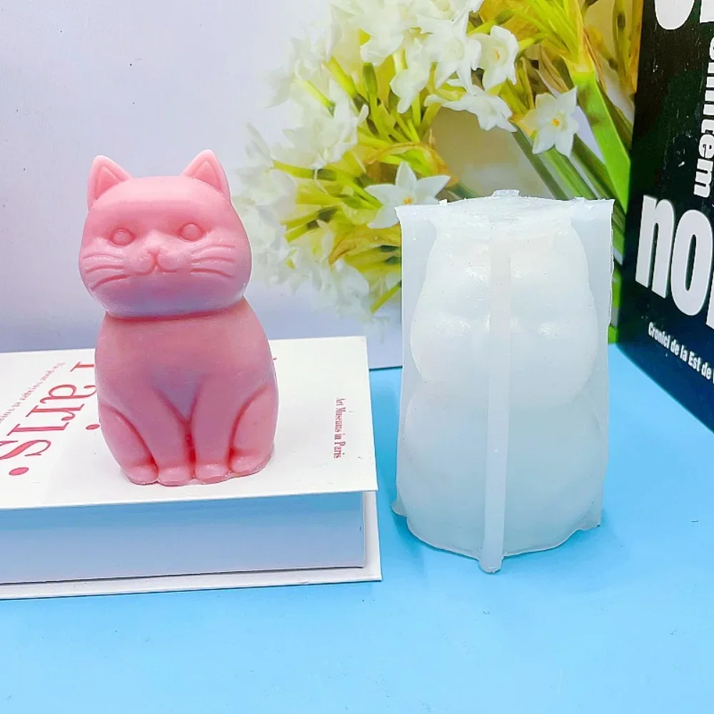 3D fat cat Animal Silicone Candle Mold DIY Lovely Kitty Gypsum Mould Aromatherapy Soap Making Tool Handmade Gifts Home Decor