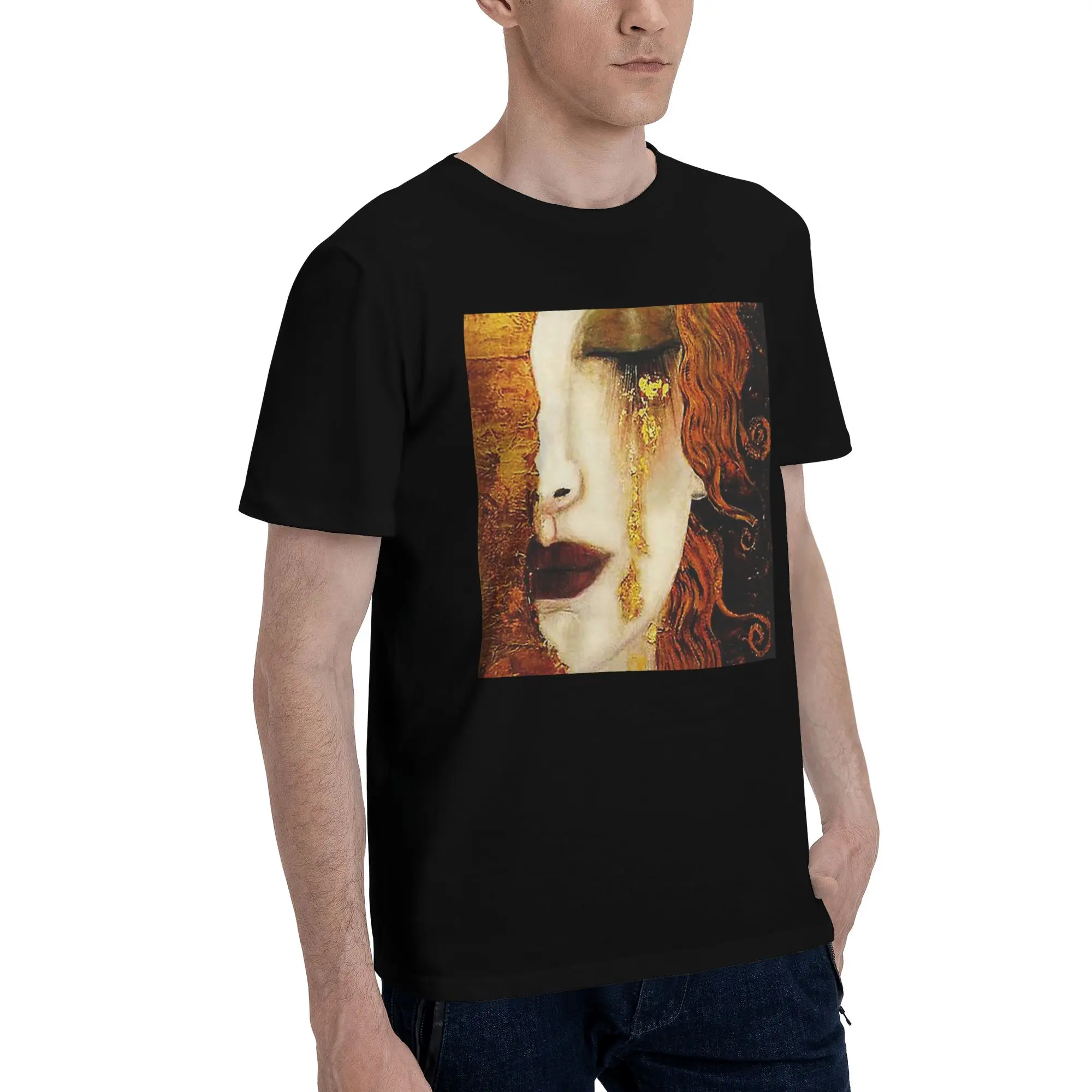 

Klimt Golden T Мужская футболка больших размеров Мужские хлопковые футболки с круглым вырезом Короткие летние мужские футболки