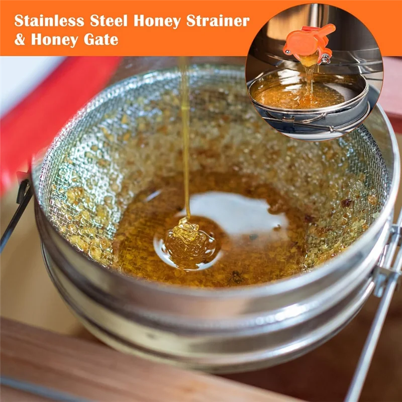BHTS-Honey Harvesting Beekeeping Tool Set Double Sieve Honey Strainer, Frame Grip, Coverless Fork, Coverless Needle Roller