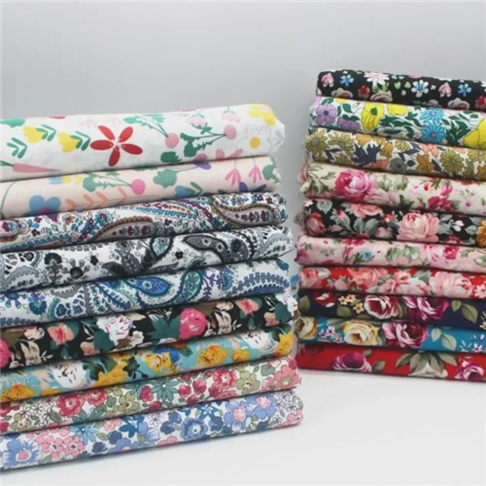 100*145cm Cotton Poplin Bohemian Printed Fabric Pastoral Style Dress Set Clothing Fabric Handmade DIY Cloth Material