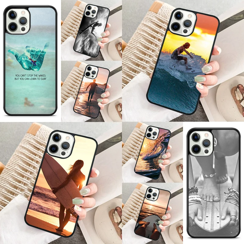 Summer beach surfboard surfing Phone Case For iPhone 16 15 14 11 12 13 mini Pro  XR XS MAX Plus coque Cover Shell