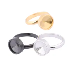 10pcs Stainless Steel Adjustable Gold Plated Ring Base Blanks Fit 10mm Pointback Stone Bezel Settings For Fingerring Making