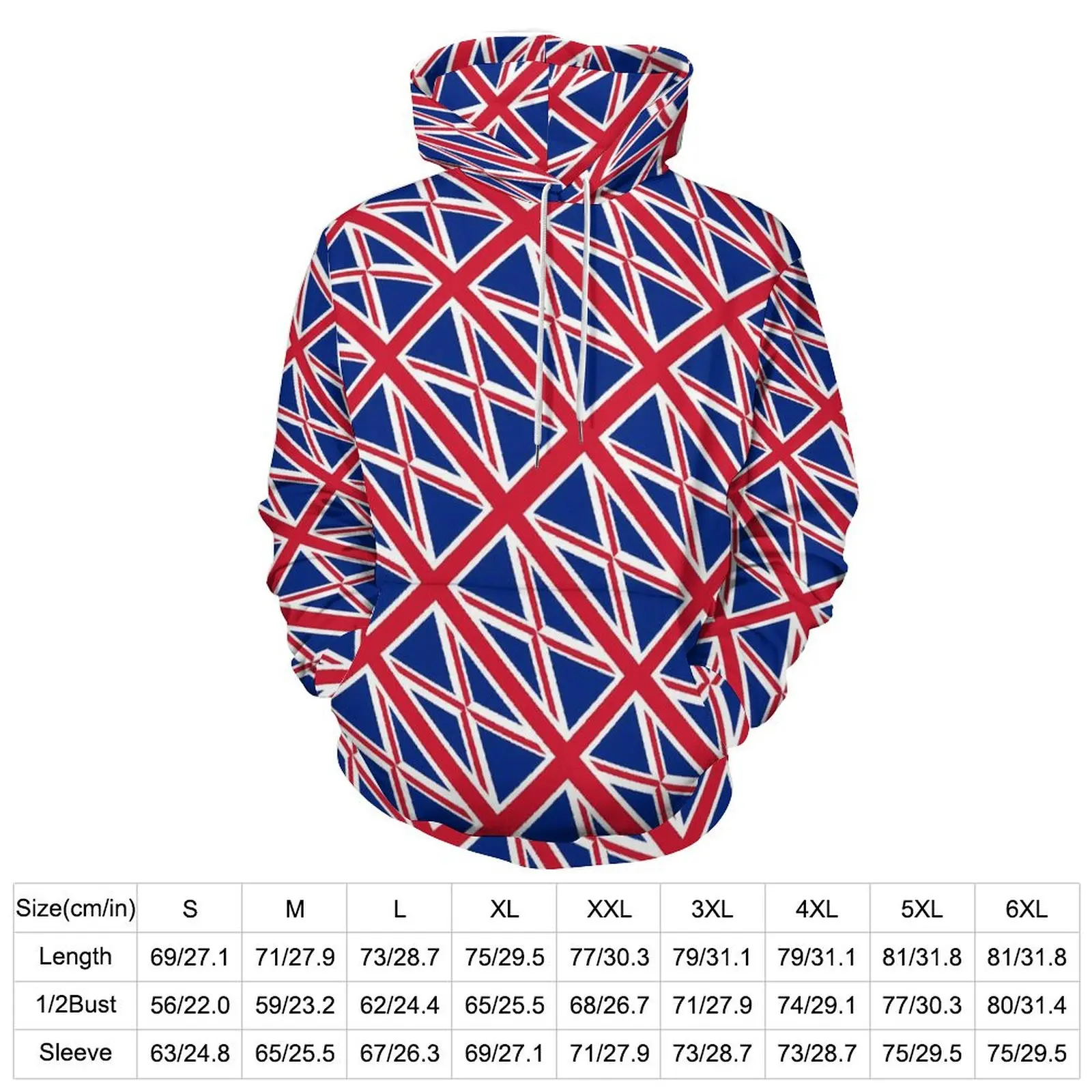 British Flag Loose Hoodies United Kingdom Flag Hip Hop Pullover Hoodie Men Long-Sleeve Oversized Korean Fashion Custom Clothing