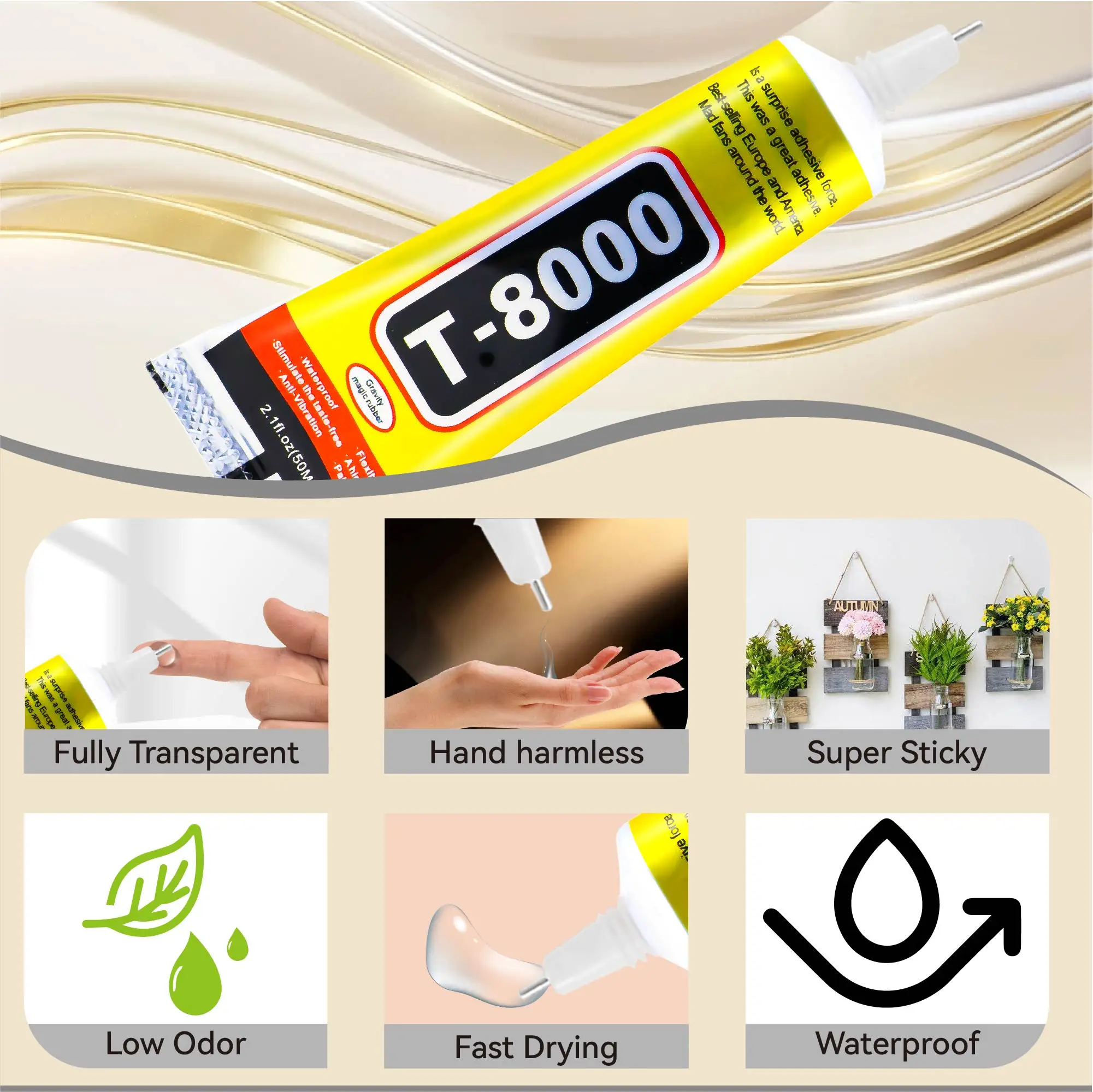 Cell Phone Repair Adhesive Phone Screen Glue T8000 Phone Glue Multifunction Jewelry DYM Transparent Phone Adhesive for Tablet