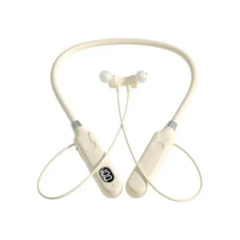 BT-12 Auricolari Bluetooth wireless Cuffie con archetto da collo Cuffie per sport all'aria aperta con pulsante di visualizzazione Auricolari di controllo per la musica