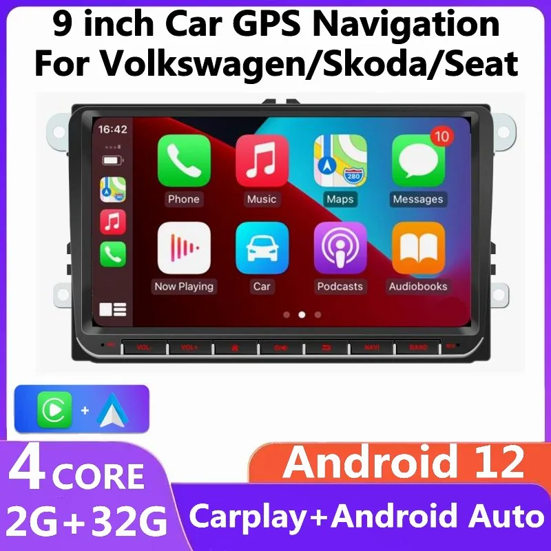 2Din Android Car Radio for Volkswagen Golf 5 6 Polo Passat B6 B7 CC Skoda Jetta Universal Muiltmedia Carplay Wifi GPS Navigation