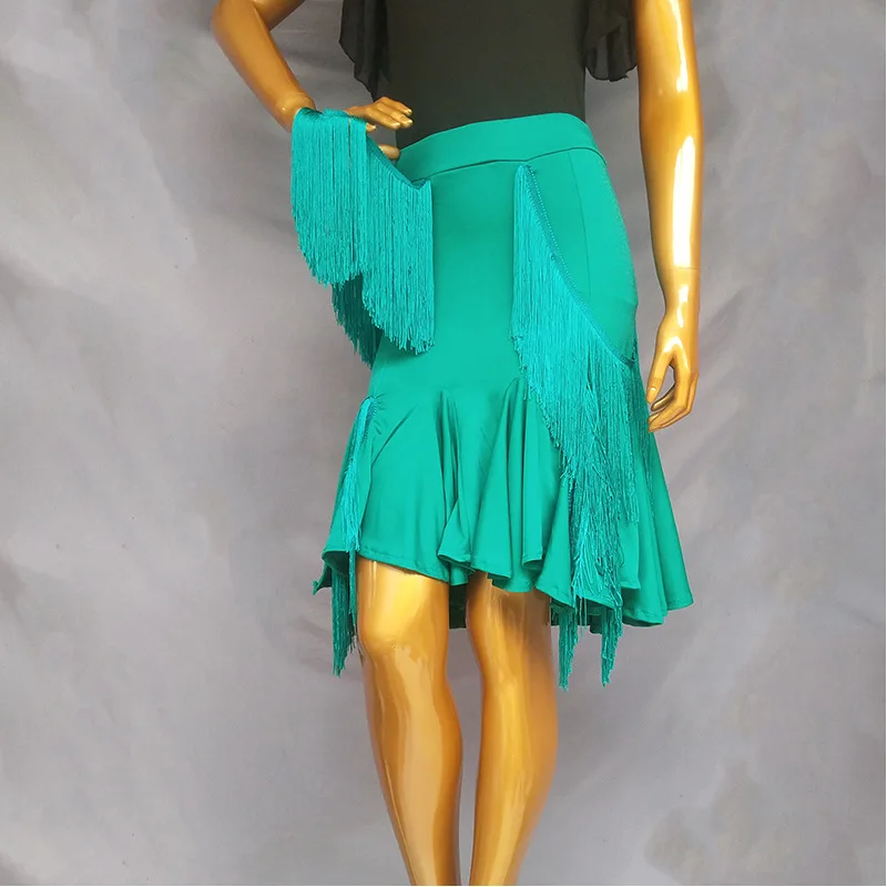 2024 Women Sexy Fringe Latin Dance Skirt Female Fishtail Tassel Dress Cha Cha Rumba Samba Modren Ballroom Costumes