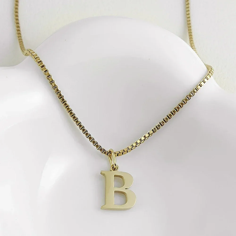 Initial necklace letter pendant chamrs stainless steel Necklace jewelry Women\'s Necklace Box Chain Choker woman trend 2025 gift