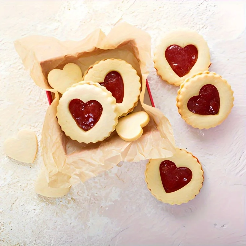 2pcs, Stainless Steel Cookie Cutters, Flower Heart Shape Candy Mold, Biscuit Molds, Cake Decorating Molds, Baking Tools