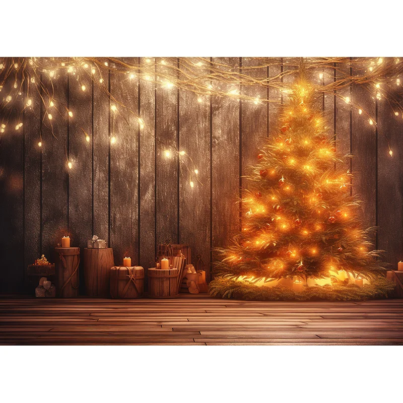 SHENGYONGBAO Christmas Day Fireplace Photography Backdrops Prop Window Living Room Interior Village House Theme Background DR-03