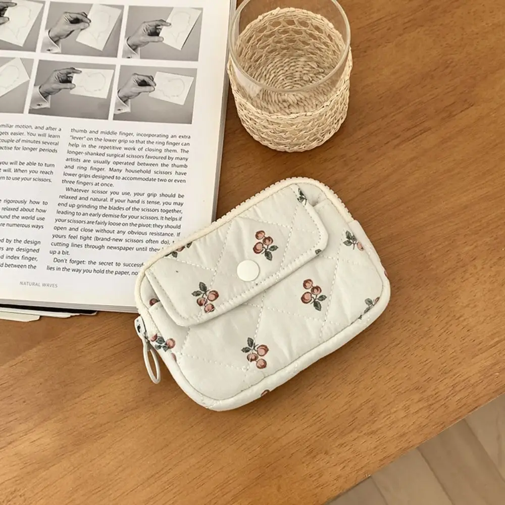 

Stripe Floral Coin Purse Large Capacity Flower Small Makeup Lipstick Bag Jewelry Packing Bag Earphone Bag