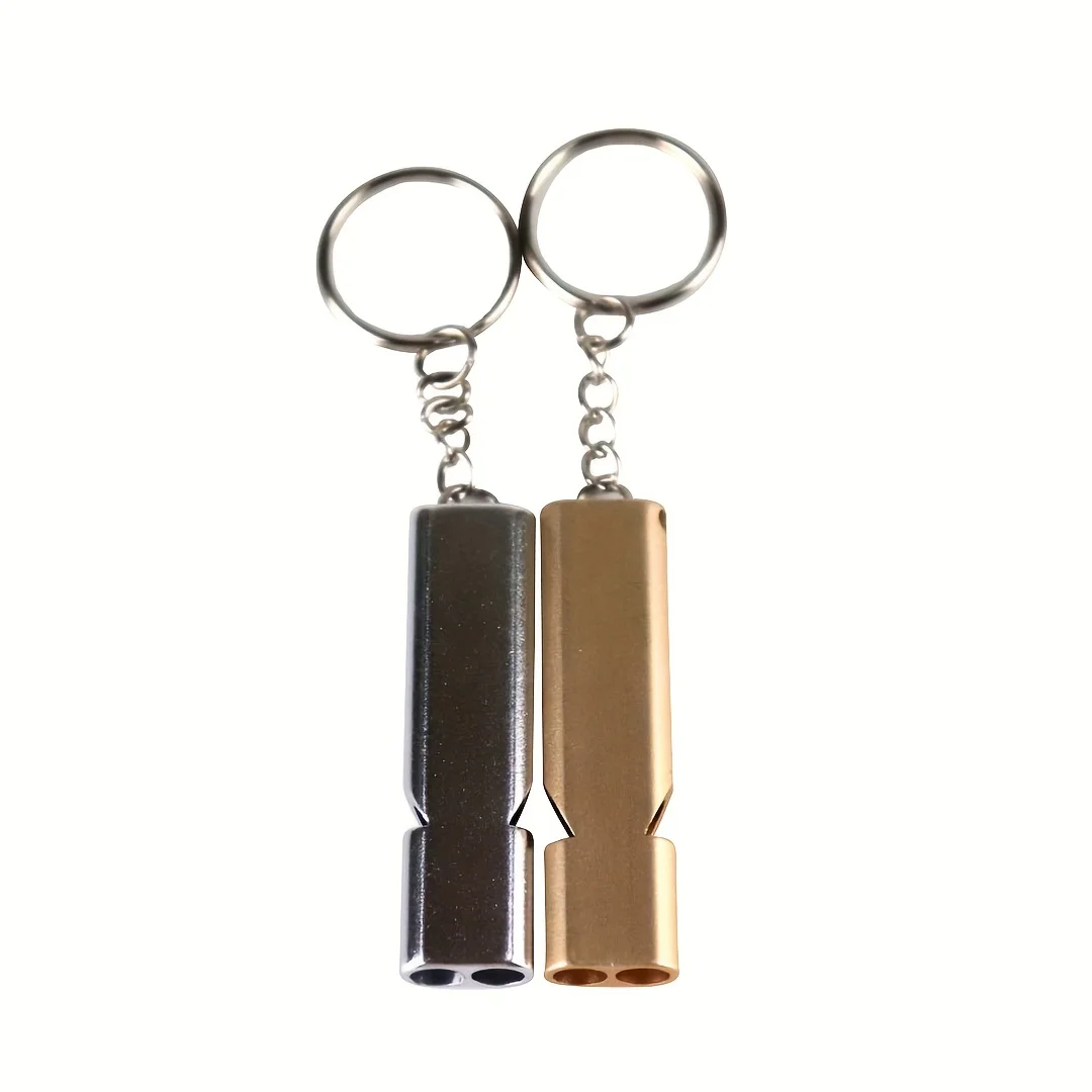 

Double-hole high-frequency aluminum alloy whistle, outdoor survival dual-tube high-pitched emergency whistle, ultra-loud pigeon