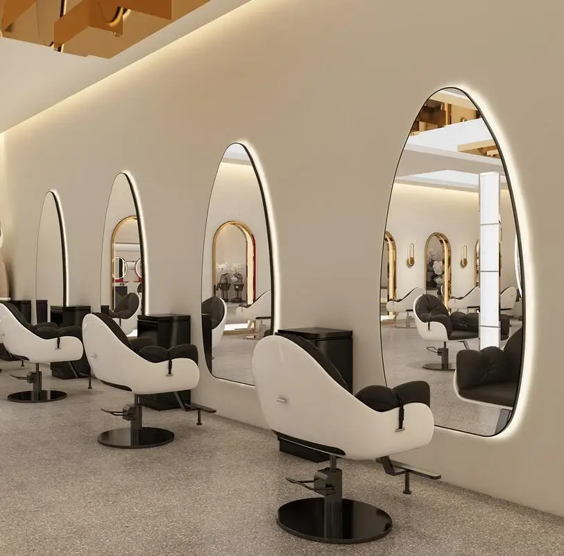 Barber shop mirror stage hairdressing shop mirror salon hair cutting special LED Wall with light