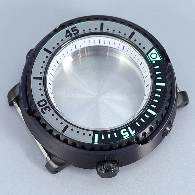 

Black 43.3mm Diving Case Sapphire Glass For NH35 NH36 NH38NH34 Automatic Movement C3 Luminous Tuna Can Bezel Watch Case Modified