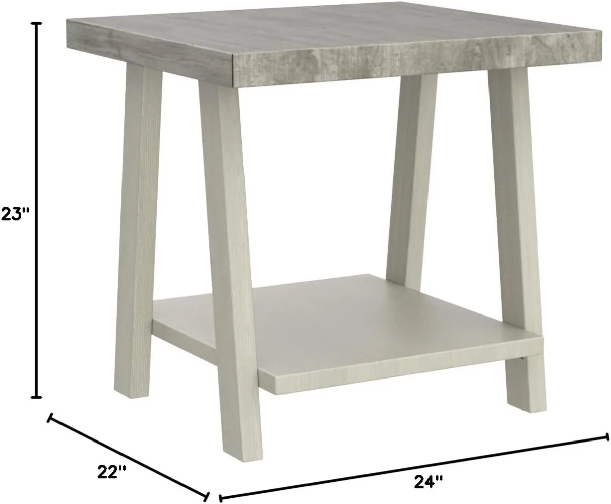 Roundhill Furniture Athens Contemporary Replicated Wood Regular End Table, Weathered Gray and Beige