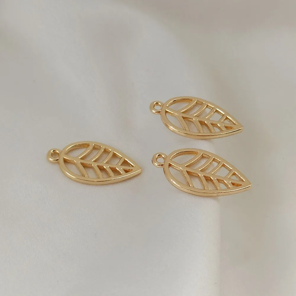 14K Gold-plated Hollowed-out Leaf Pendant, Exquisite Bracelet, Necklace Pendant, Handcrafted DIY Jewelry Accessory