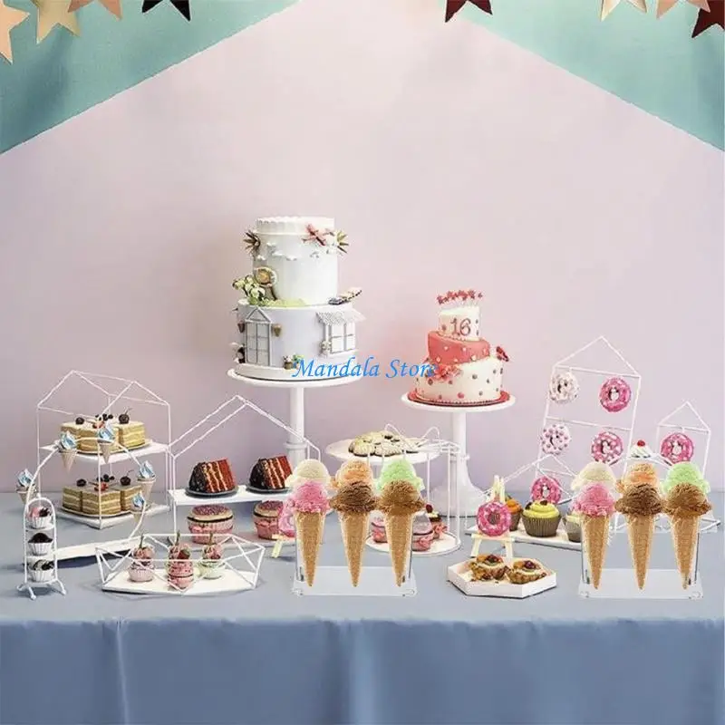 

U2JC 6 Compartment Dessert Tower Set 2 Pack Space Saving Buffet Organizers for Catering and Parties