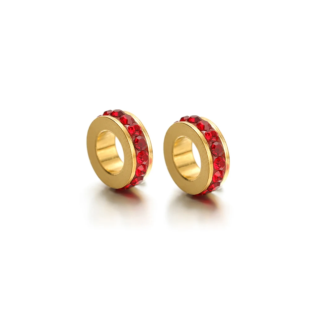 

10pcs Large Hole Beads Pendants Stainless Steel Rhinestone Charms for Delicate Bracelet Necklace Making DIY Jewelry Components