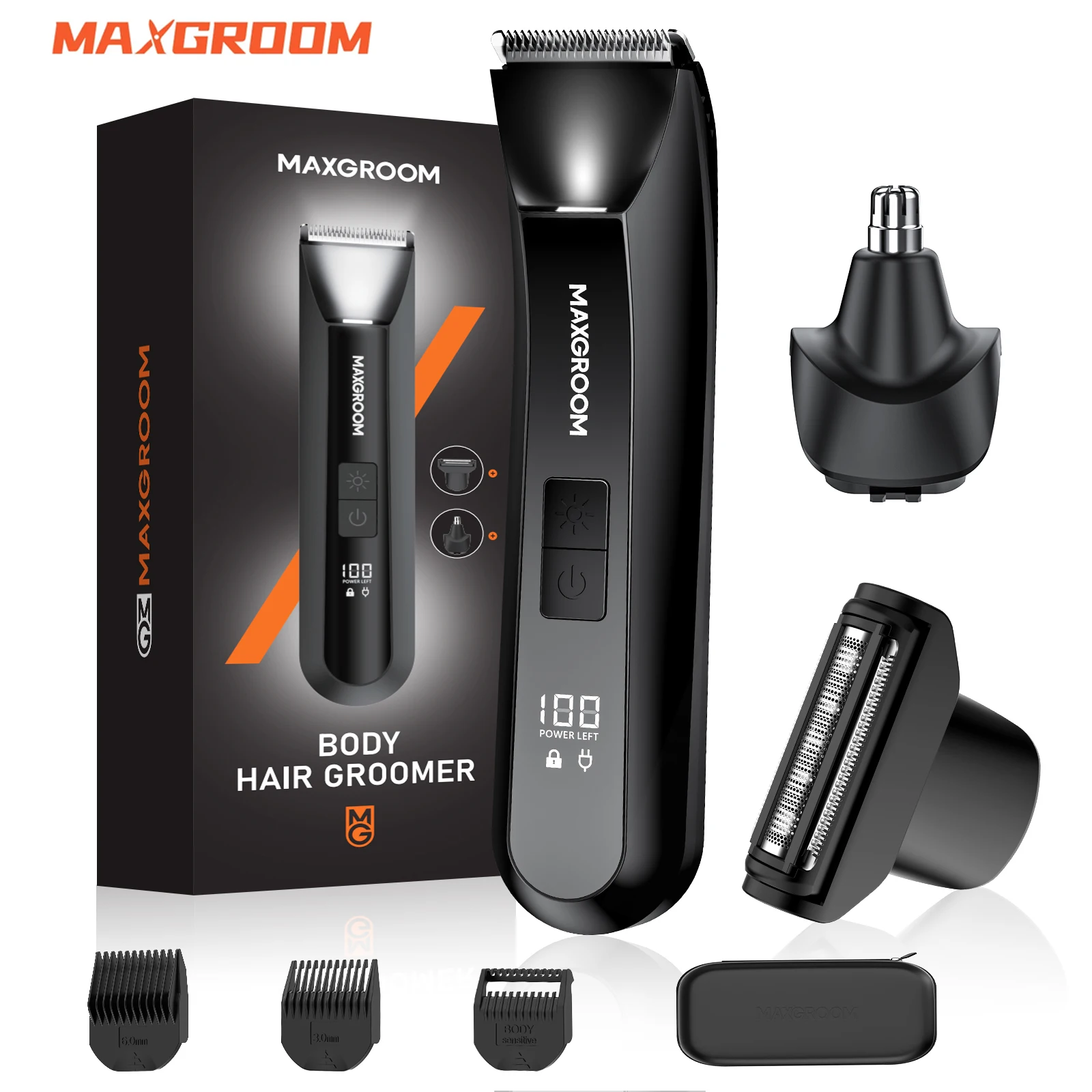 Maxgirl novo corpo aparador de pêlos barbeador para homens aparador de bola para virilha pubiana substituível lâmina cerâmica elétrica raidody aparador de pêlos
