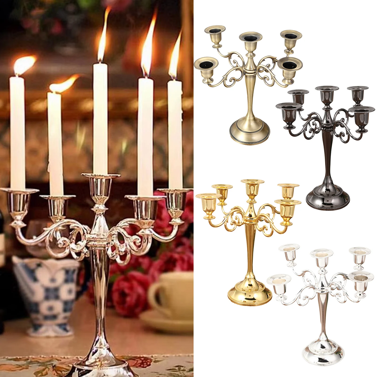 

Nordic Candle Holder 5-arm Metal Vertical Candle Holder For Candlelight Dinner Wedding Festival Banquet Party Dining Table Decor