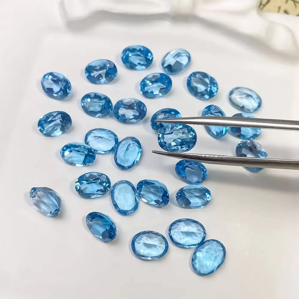 

Натуральный швейцарский голубой топаз, овальный камень для изготовления ювелирных изделий