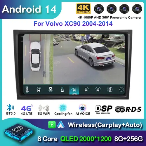 Imagen 2 del producto Android 15 para Volvo XC90 2004-2014 Radio de coche reproductor de vídeo Multimedia navegación estéreo GPS Octa Core 2 Din 360 cámara 5G WIFE