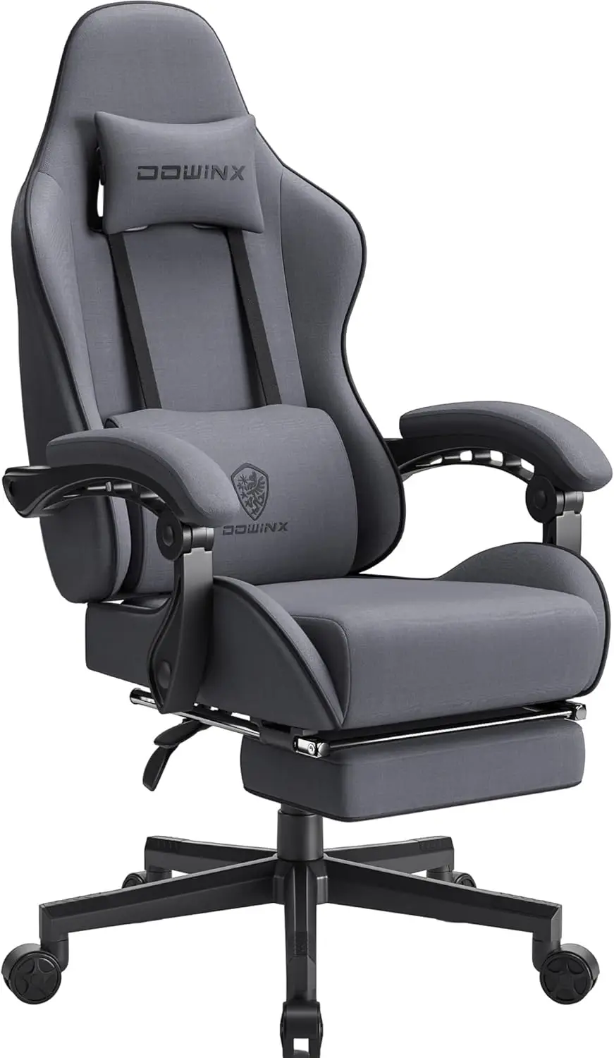 

Gaming Chair Fabric with Pocket Spring Cushion, Massage Game Chair Cloth with Headrest, Ergonomic Computer Chair Footrest 290LBS