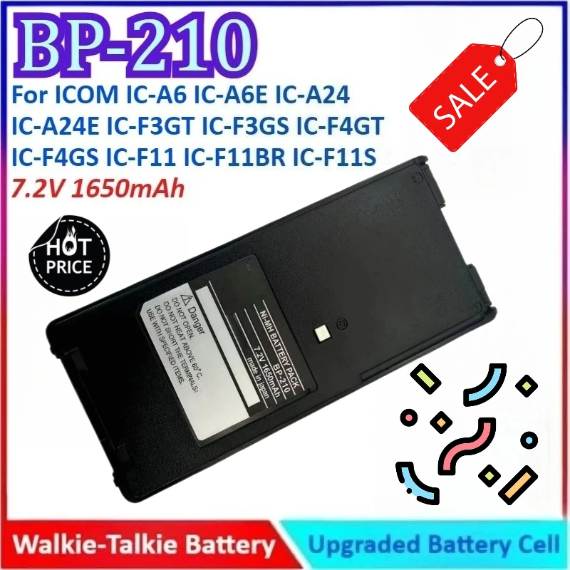 

1650mAh 7.2V BP-210 Walkie Talkie Battery For ICOM IC-A6 IC-A6E IC-A24 IC-A24E IC-F3GT IC-F3GS IC-F4GT IC-F4GS IC-F11 IC-F11BR