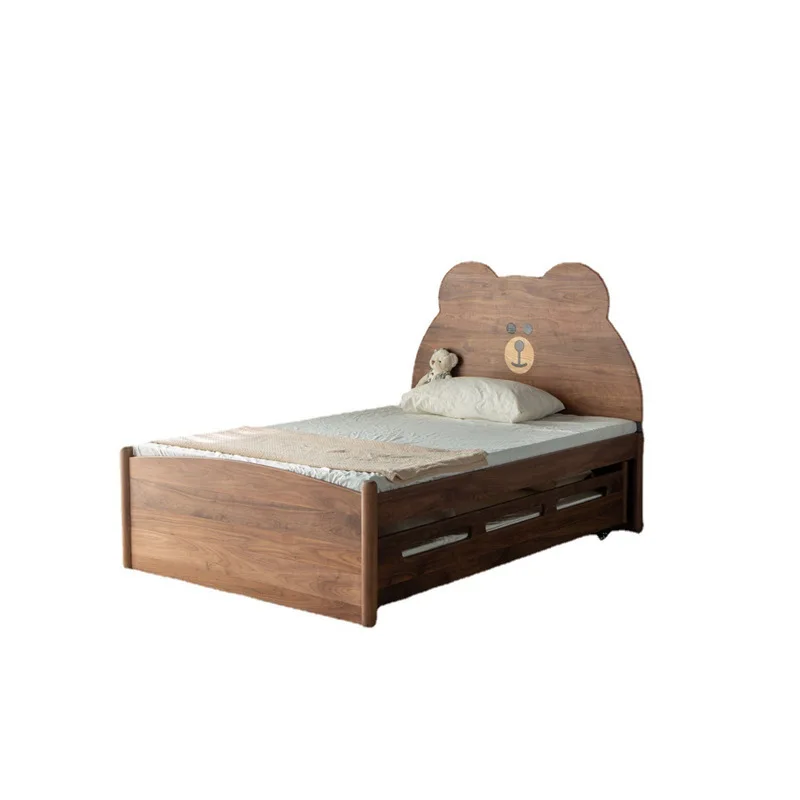 Black walnut mother and child bed, double pull-out bed, high and low multi-function bed