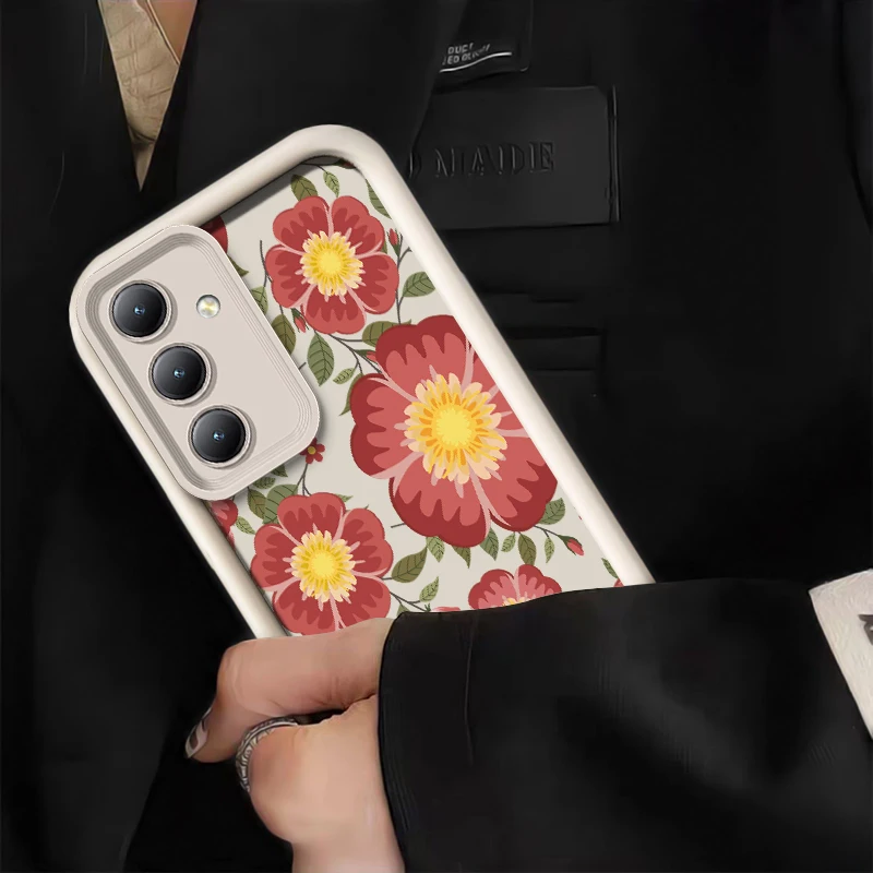 S25 FE S 25 زهرة اللوحة جراب هاتف لسامسونج غالاكسي S24 الترا S23 + S22 S21 S20 زائد 5G ماتي لينة سيليكون رشاقته غطاء