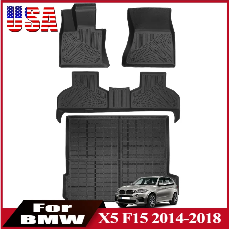 

TPE Car Floor Mats For BMW X5 F15 2014-2018 All Weather Rear Trunk Cargo Liner Floor Mats Waterproof Auto Floor Carpet Cover