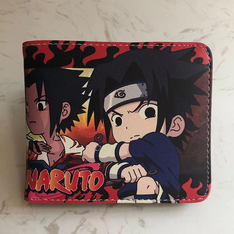 Naruto Wallet Anime Figure Uchiha Madara Kakashi Sasuke Pu Leather Short Coin Purse Multi Functional Wallet Card Holder Gift