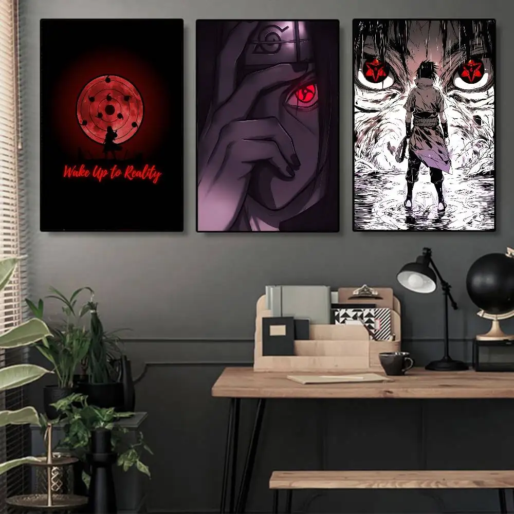 Mangekyou Sharingan-Póster clásico de Anime, pegatina de papel impermeable, decoración de pared de habitación, cafetería, Bar