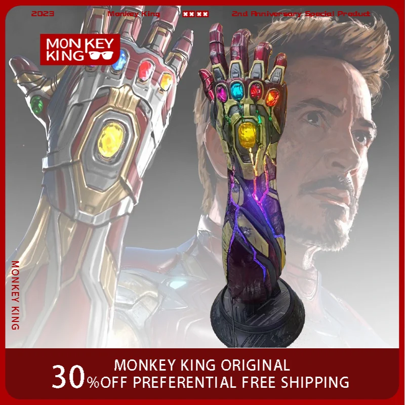 Figurka Marvel Comics Iron Man Rękawica Nieskończoności Świecąca Żywica Model Anime Ozdoby na Biurko Prezenty Świąteczne Zabawki dla Dzieci