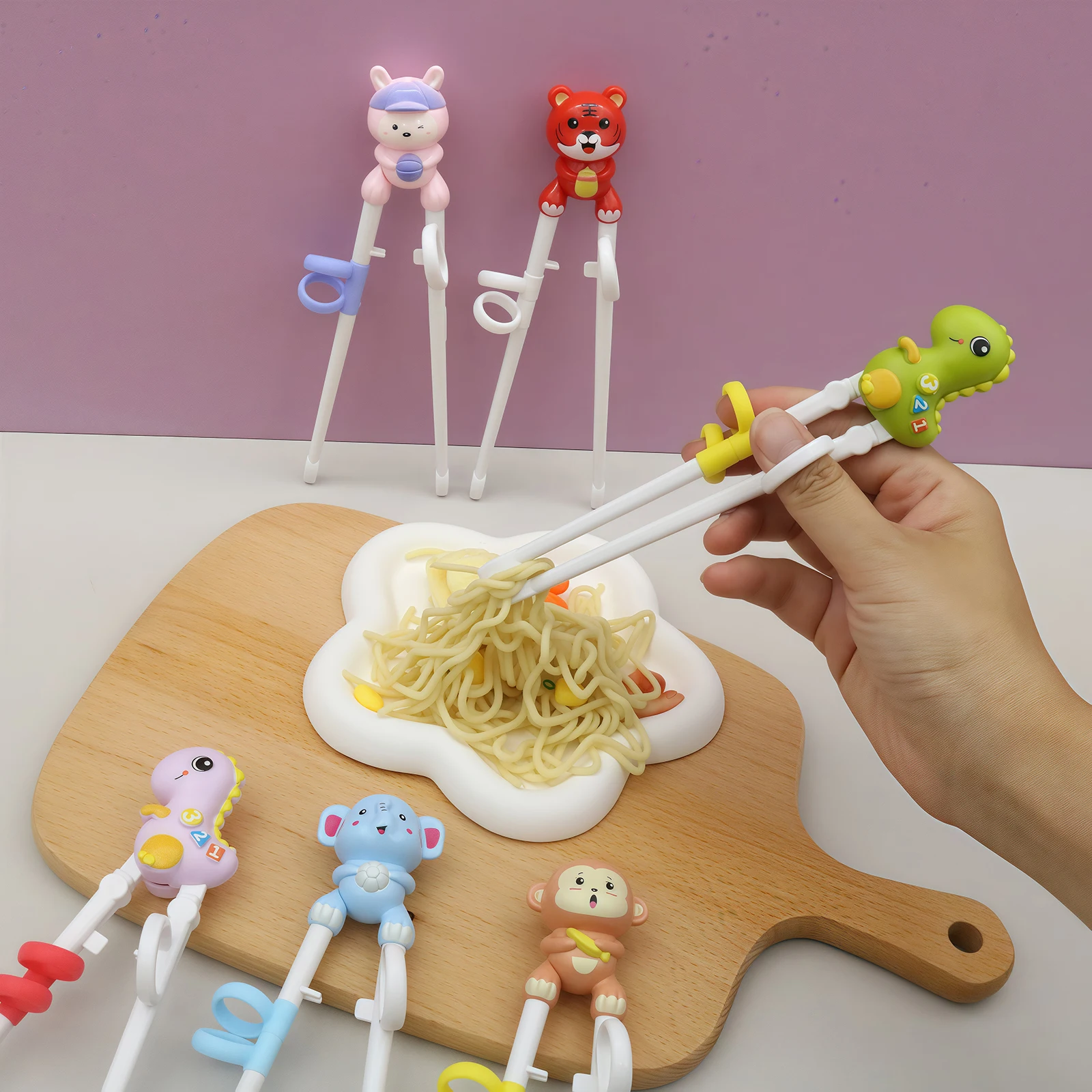 1 Pair of Training Chopsticks, Children Learning Chopstick Helper, Beginner Animal-Shaped Chopsticks, Reusable Assistive Chopsti