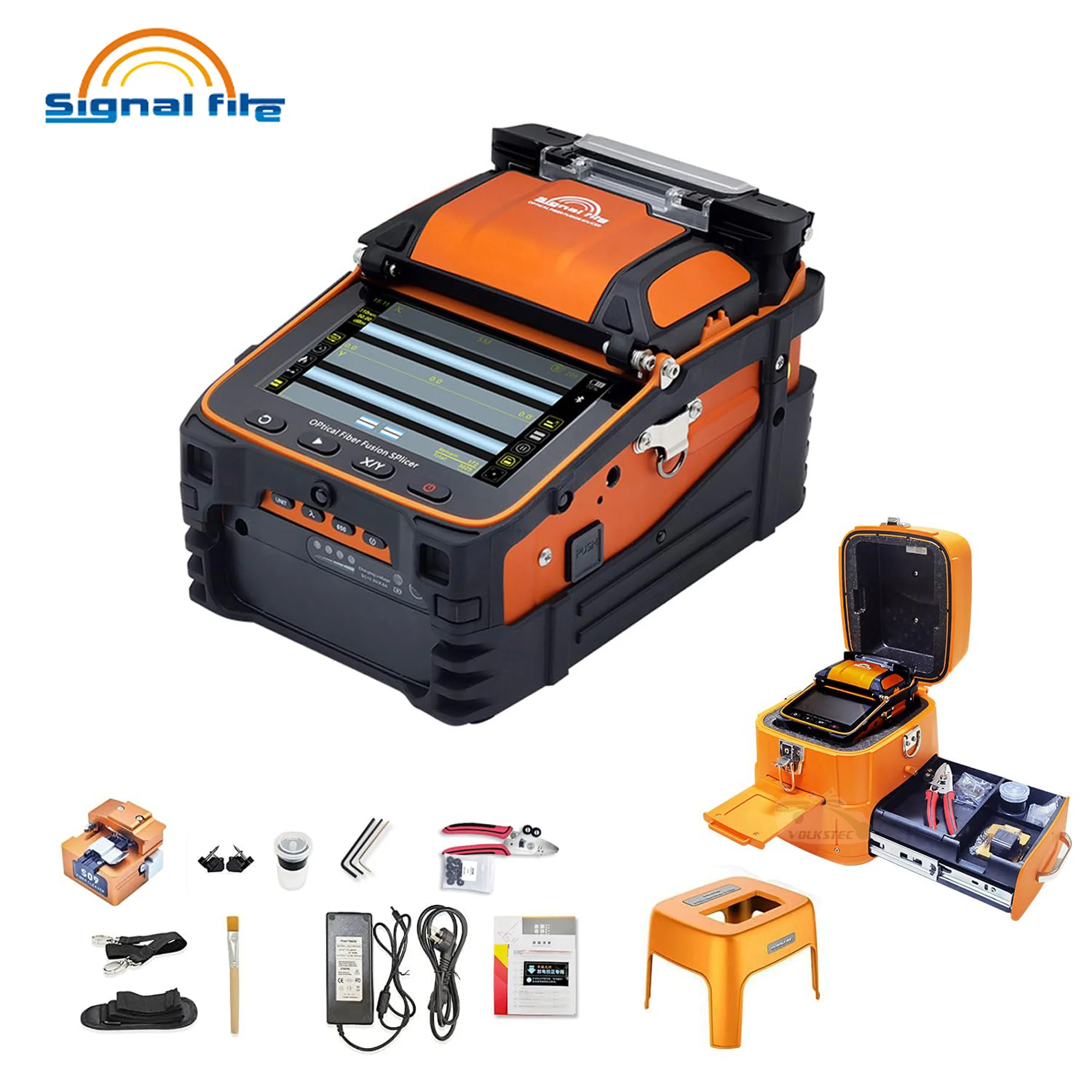 Signalfire AI-9 AI-6Ap Fusion splicer Maschine 6 motor 5 S spleißen maschine mit VFL Optic power meter werkzeug kits CE kostenloser versand