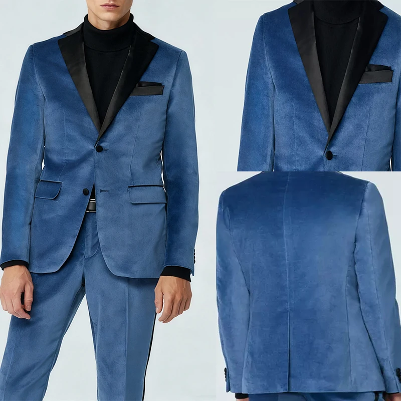 الكلاسيكية المخملية الرجال البدلة سترة سليم صالح واحدة الصدر رجل السترة الأعمال عادية مصممة الذكور دعوى معطف لحزب مأدبة #1