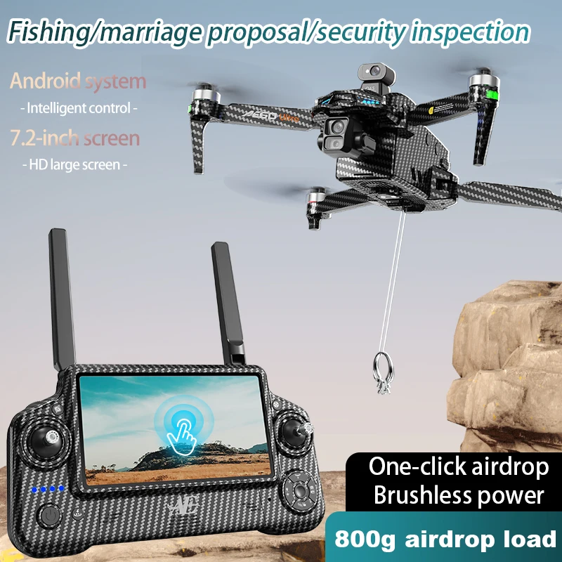 AE60 Ultra GPS Drone 8K Fotocamera 3-Axis Gimbal WIFI Evitamento Ostacoli FPV Brushless Touch Screen Telecomando Quadcopter Giocattoli