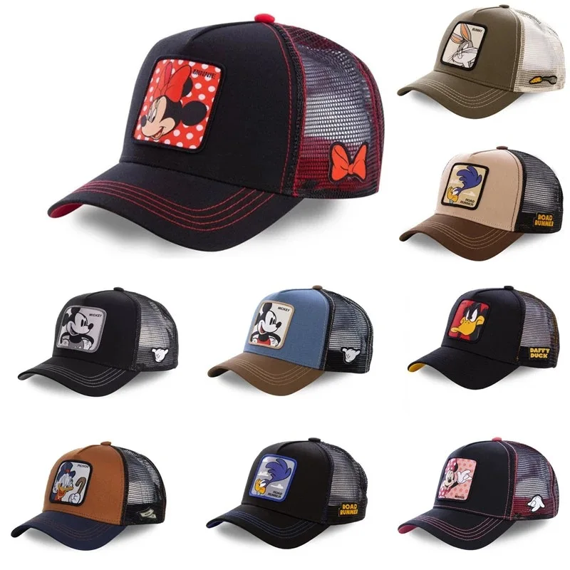 Disney anime dos desenhos animados mickey minnie pato donald cosplay snapback boné de beisebol unisex hip hop pai malha chapéu protetor solar moda