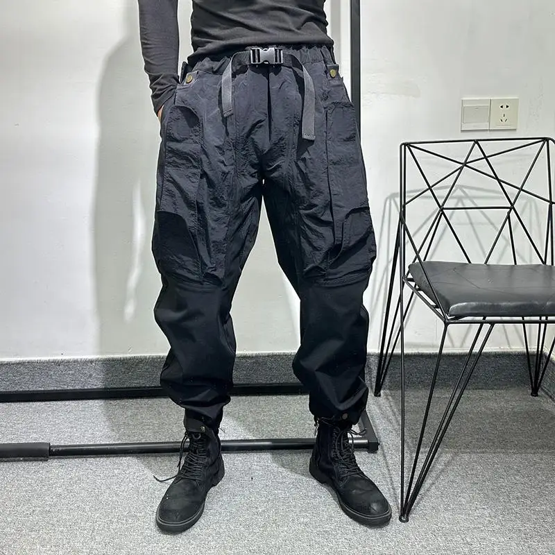 Avant-Garde Design  Loose Multi-Pocket Ankle Banded Pants Pu Handsome High-Grade Versatile Retro Outdoor Casual Fashion