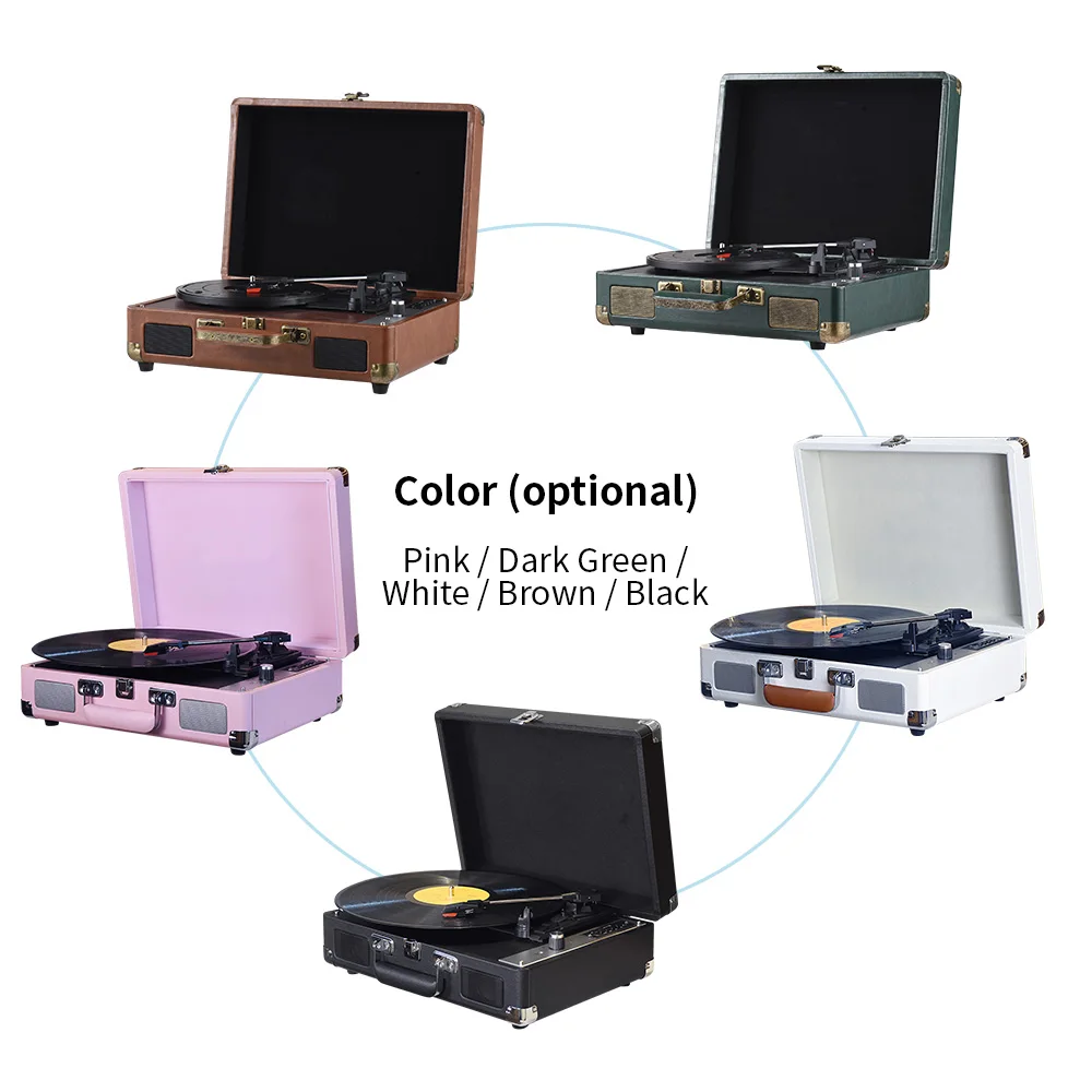 مشغل سجل أسطوانات الفونغراف BT ، تسجيل USB ، 33 دورة في الدقيقة ، 45 دورة في الدقيقة ، 78 دورة في الدقيقة ، دعم 7 بوصة ، 10 بوصة ، 12 بوصة #4