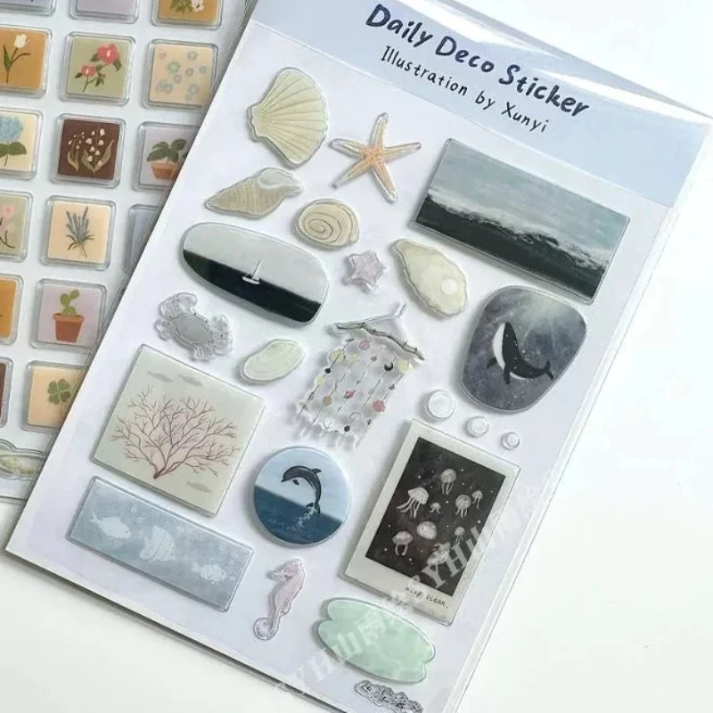 Cute Cartoon Ocean World 3D Jelly Stickers Transparent Resin Gel Self-adhesive Decoration for DIY Phone Cases Tablet Computers view 5
