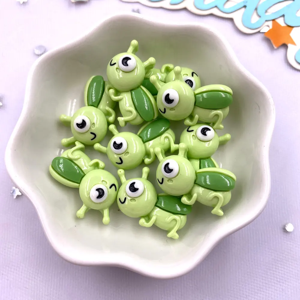 14pcs Kleurrijke Hars Cartoon Rups Bee Sprinkhaan Vlinder Kever Plaksteen Steen Beeldjes Plakboek Craft DIY Boog Decor - afbeelding 1