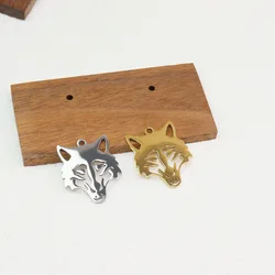 10pcs Stainless Steel Shiny Wolf Jewelry Charms Pendant DIY Handcraft Waterproof Antiallergic