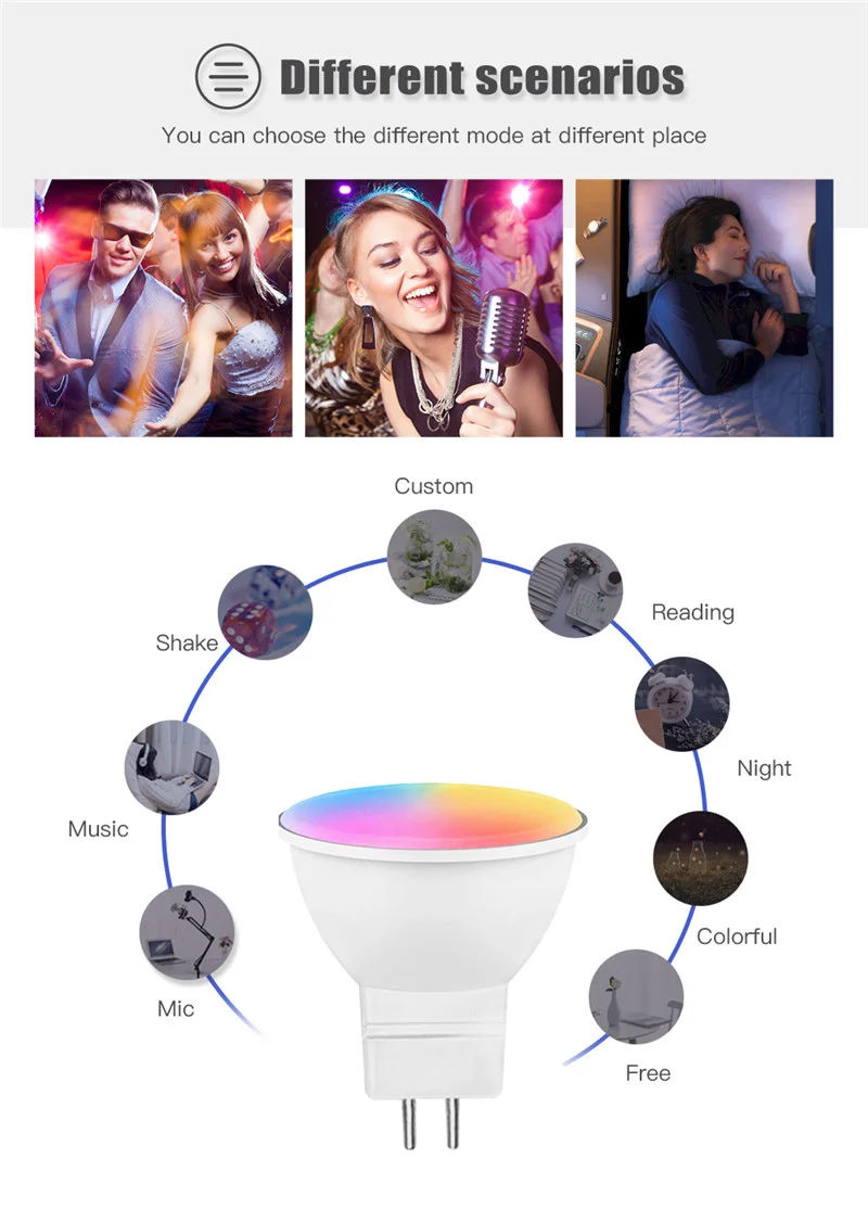 EWelink Zigbee/WiFi MR16 5W RGB Inteligentna Lampa z Regulacją Barwy i Ściemniaczem, Sterowanie Aplikacją i Głosem, Kompatybilna z Alexa i Asystentem Google — zdjęcie produktu 5